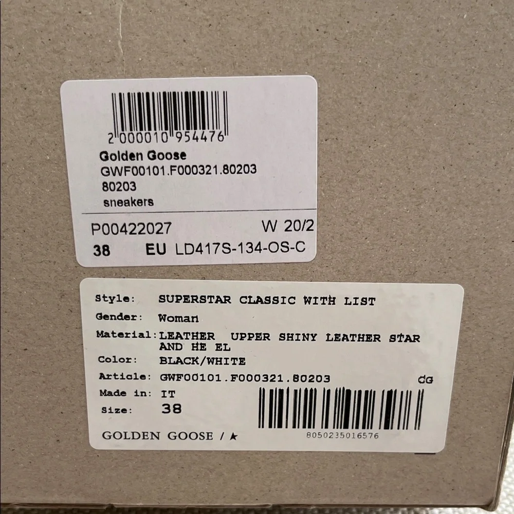 Golden Goose Black and White Leather Sneakers - Picture 2 of 6